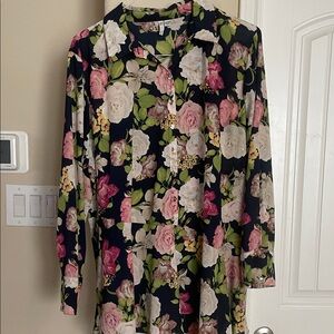 Cato Floral Button Down Shirt - Navy, Pink, White